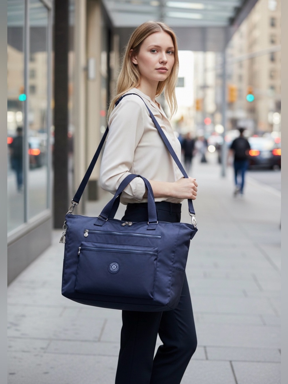KIPLING ISAAC Large Laptop Travel Tote Bag Weekender Royal Night